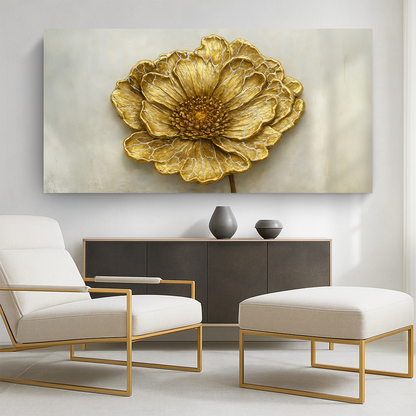 Golden Dandelion Minimalist Abstract Canvas Wall Art II