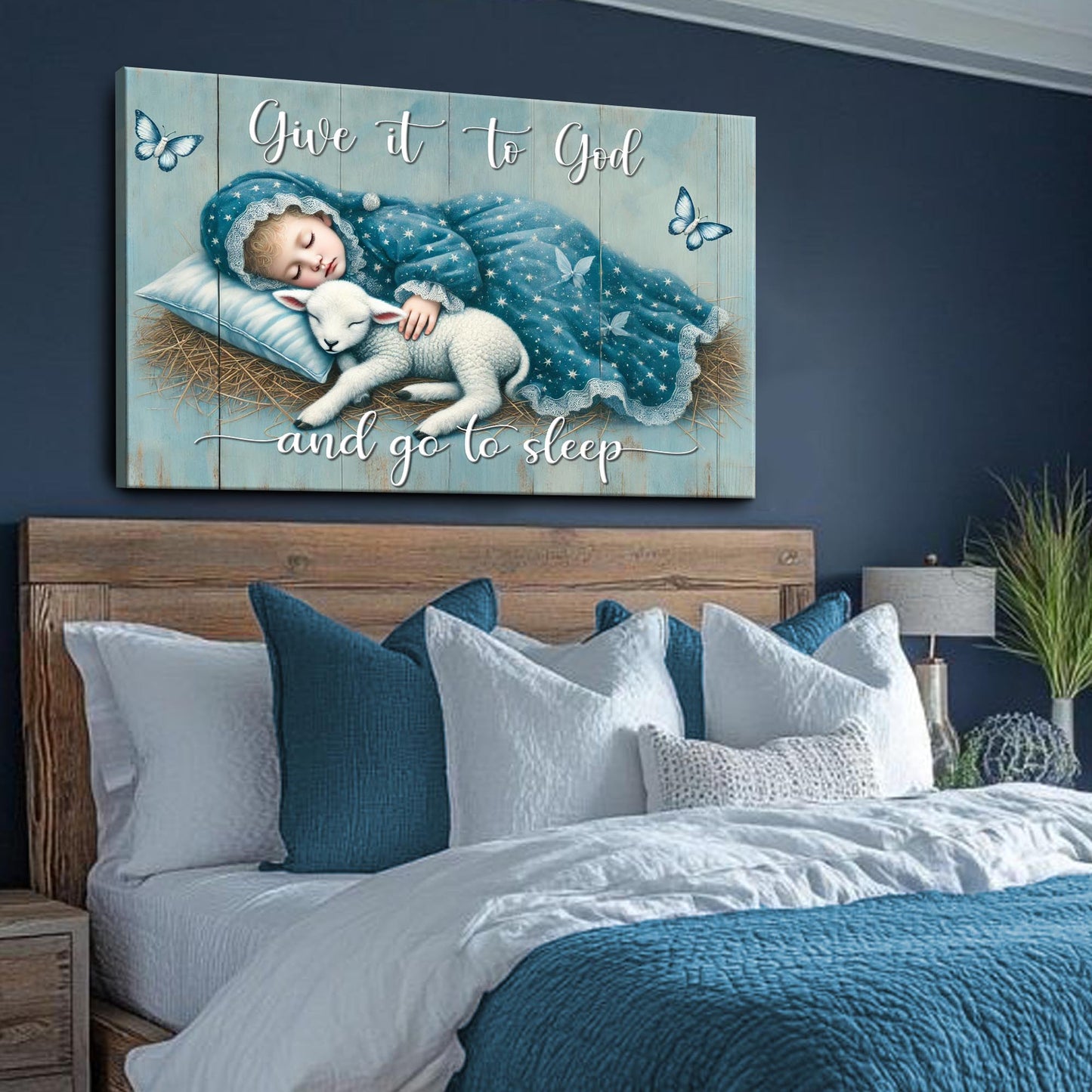 Give It to God and Go to Sleep Faith Canvas Sign - Horizontal Dark