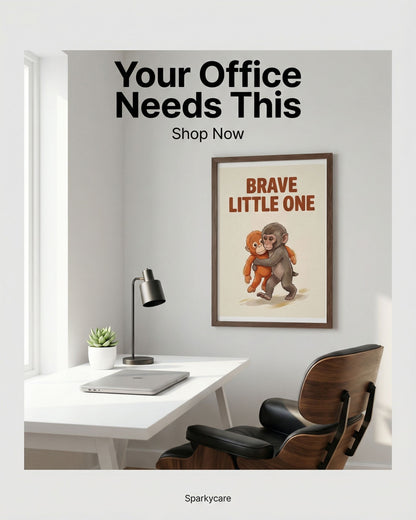 Brave Little One Monkey Poster - Bold Typography Framed Art