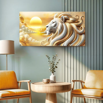 3D Majestic Lion Canvas Wall Art V