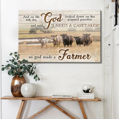 God Made a Farmer faith canvas sign for farmhouse and country decor