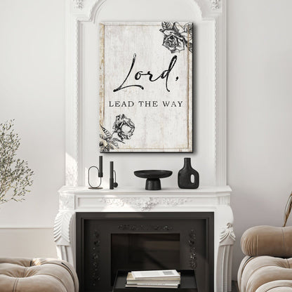 Lord Lead the Way Black Rose Sketch canvas shown in a styled room setting, view 3