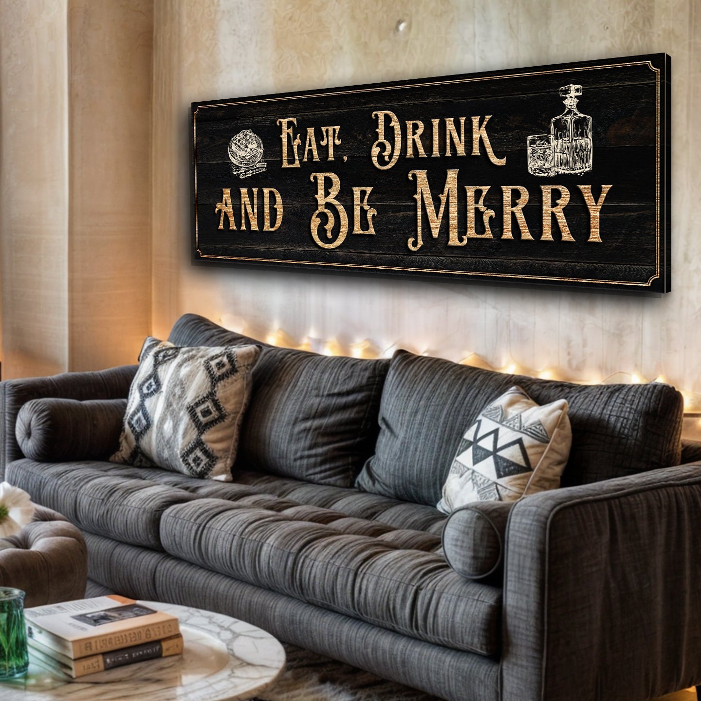 Eat Drink and Be Merry Family Canvas Wall Sign