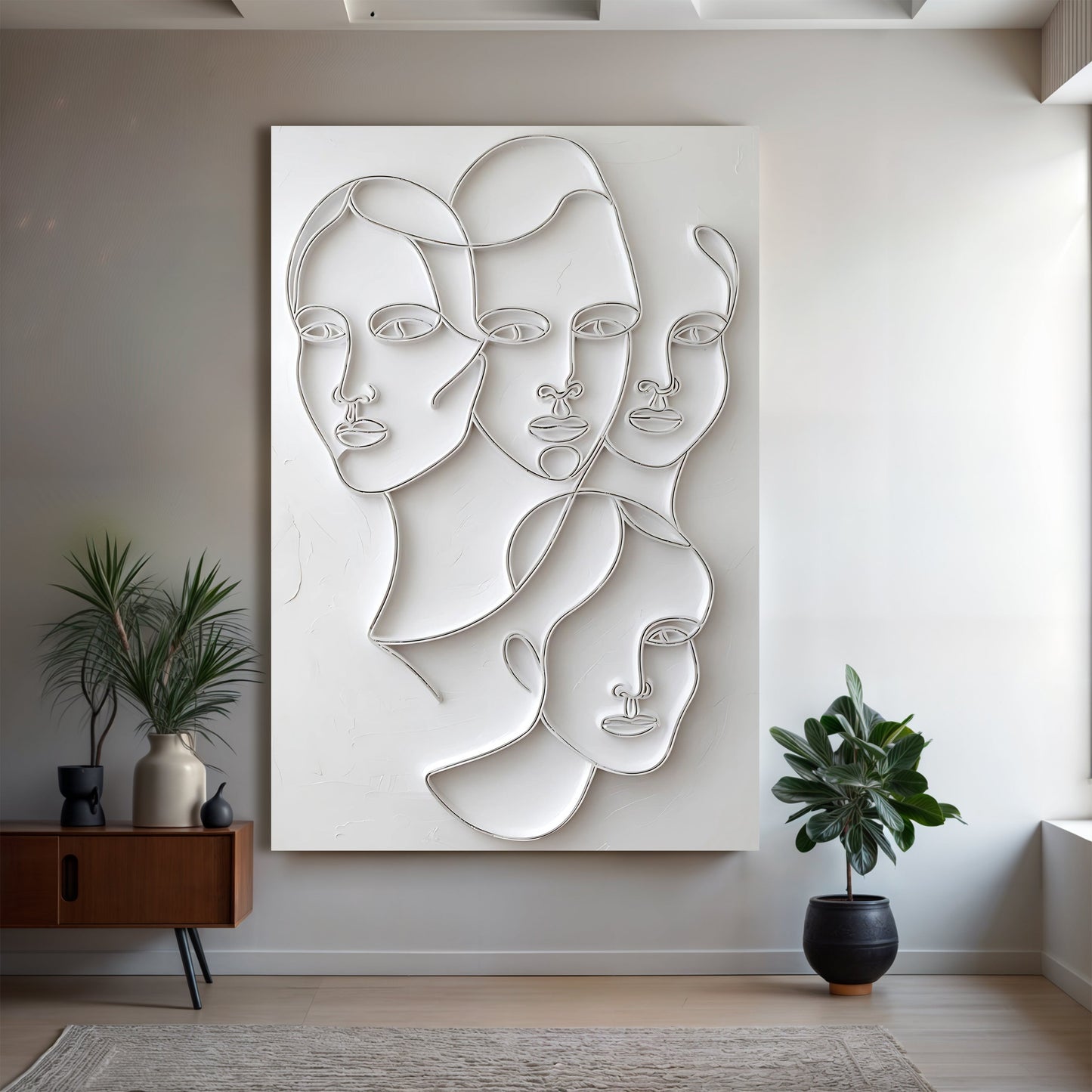3D Minimalist Faces Canvas Wall Art