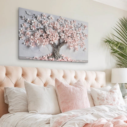 Pastel Blossom Awakening floral canvas wall art in soft spring tones, ready to hang