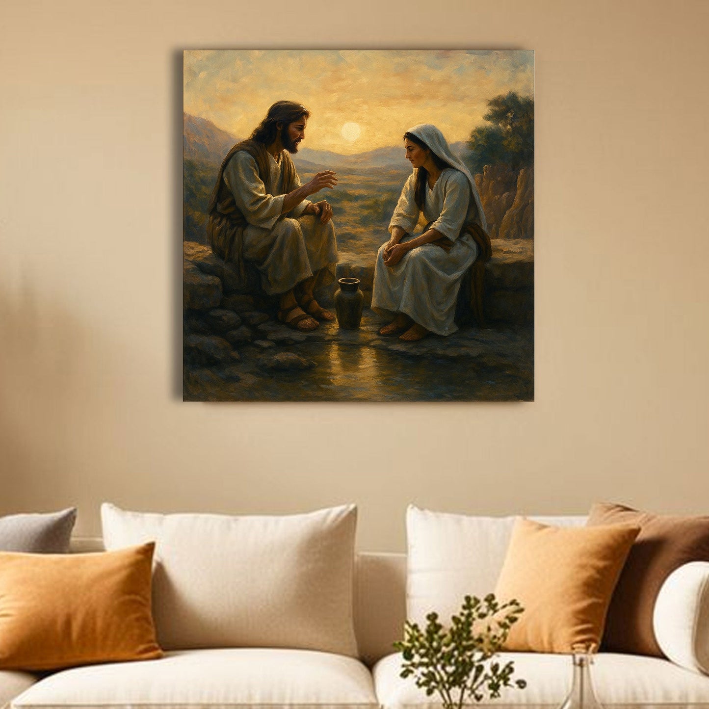 Mary Praying faith canvas wall art — religious devotional decor, gallery-wrapped canvas