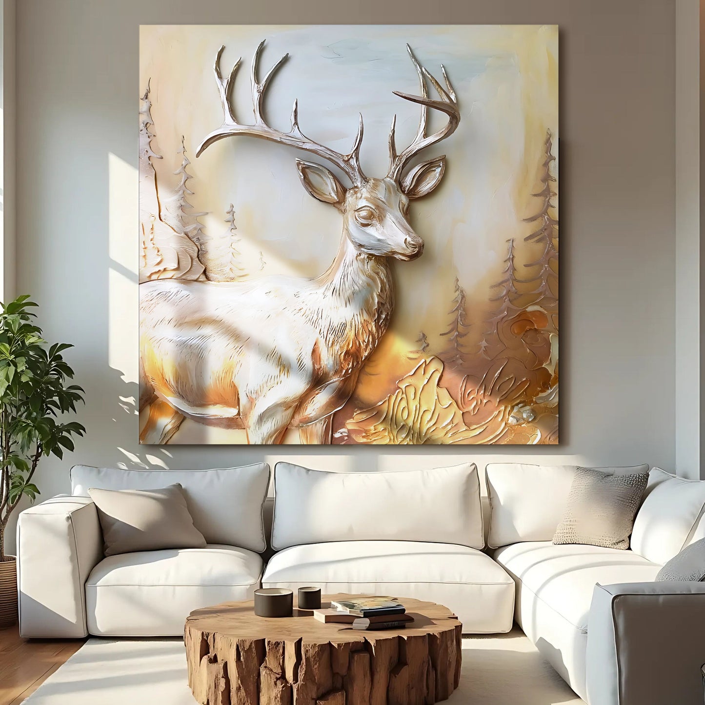 3D Deer Canvas Wall Art