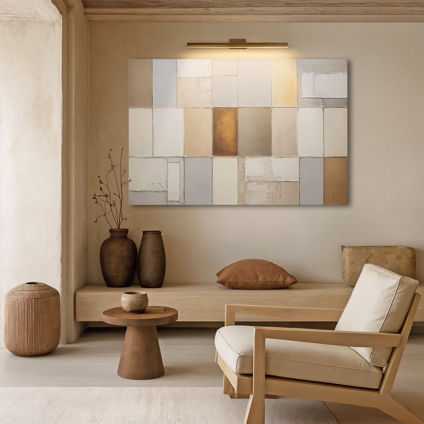 Earth Tones Patchwork Geometric Canvas Wall Art