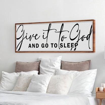 Give It to God Large Script canvas shown in a styled room setting, view 3