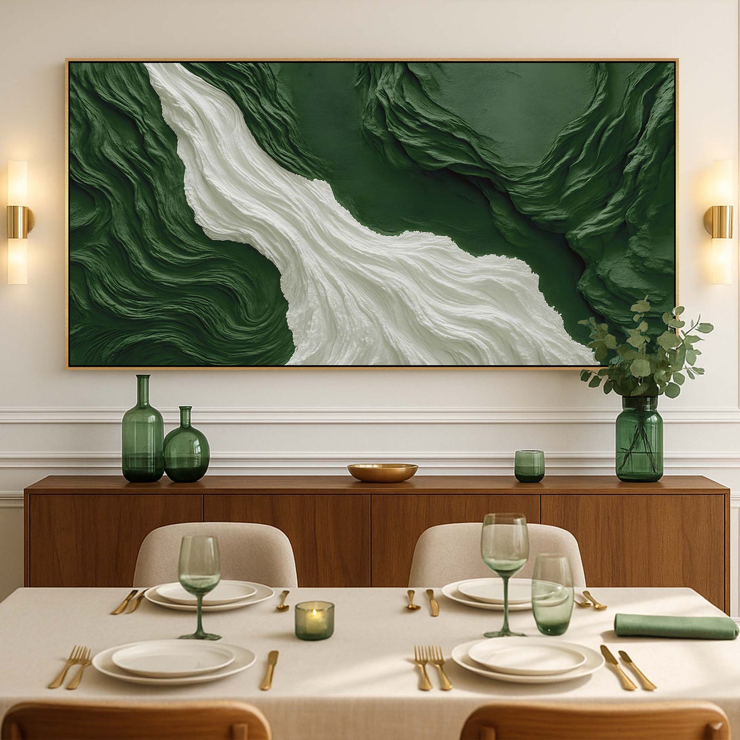 Green Rivers Abstract Canvas Wall Art