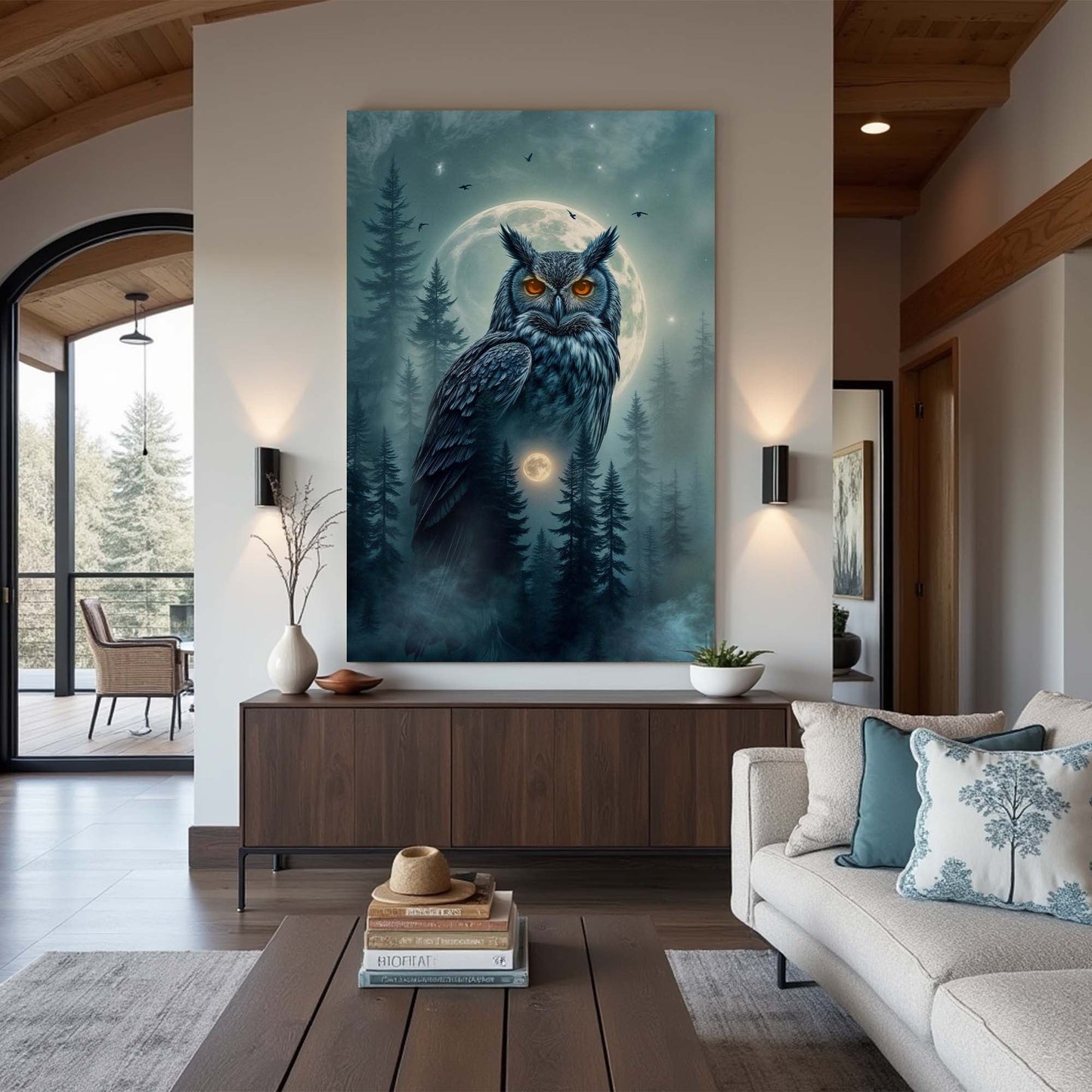 Owl Double Exposure Canvas Wall Art II