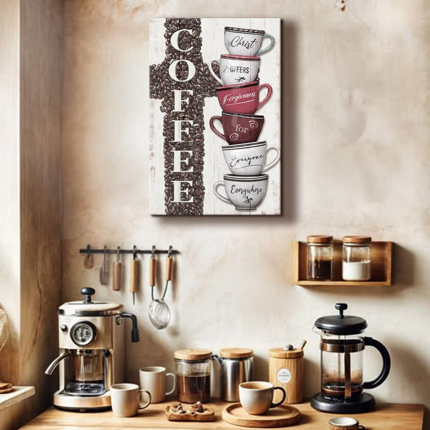 COFFEE Faith Sign Canvas Wall Art IV