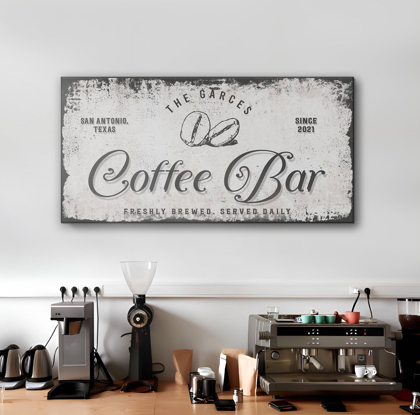 Coffee Bar Personalized Canvas Sign IV