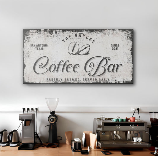 Coffee Bar Personalized Canvas Sign IV