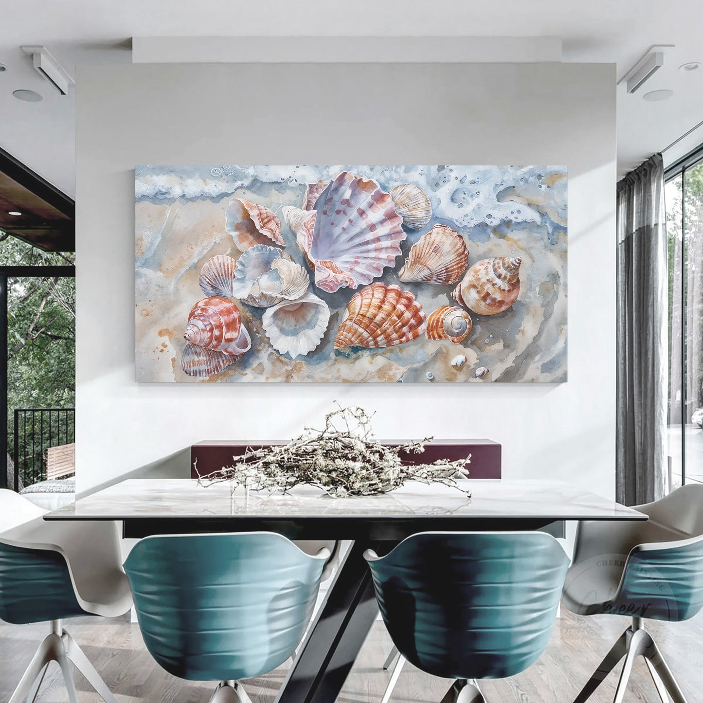 Sea Shells Modern Coastal Canvas Wall Art