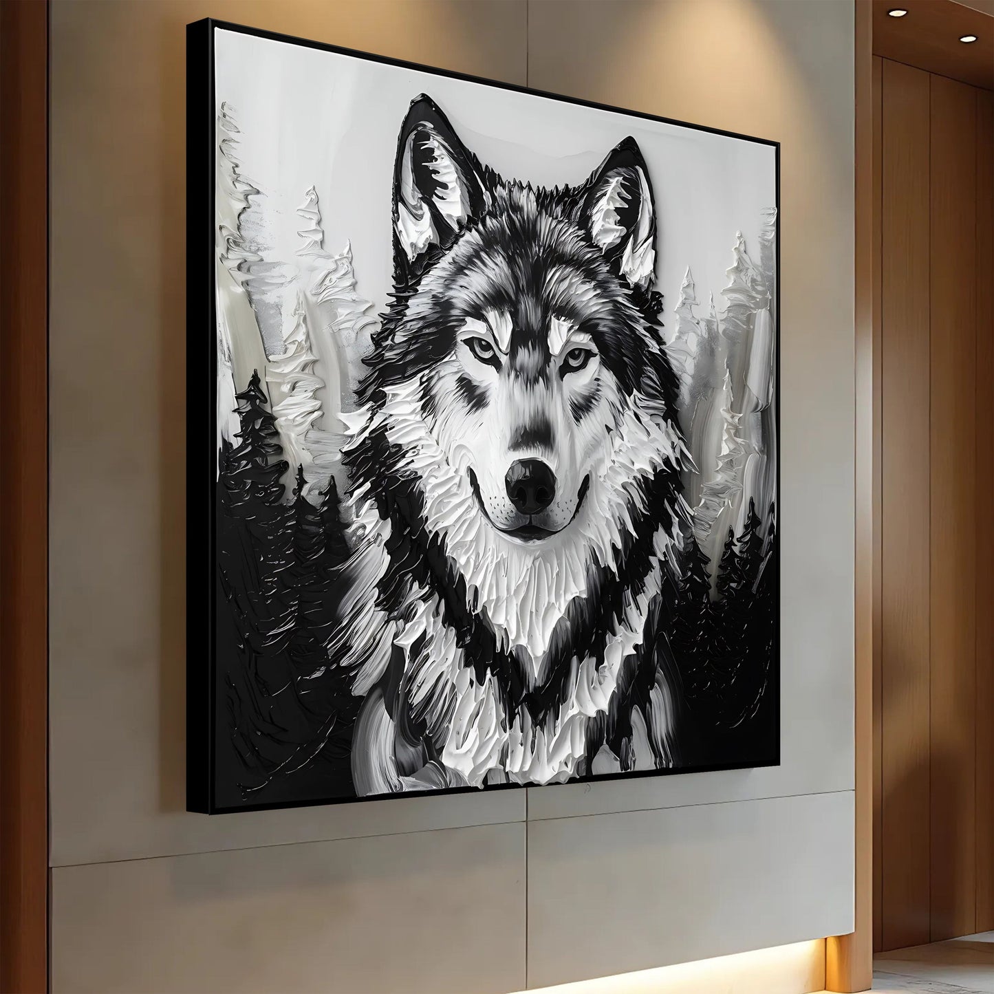 3D Wolf Canvas Wall Art Square