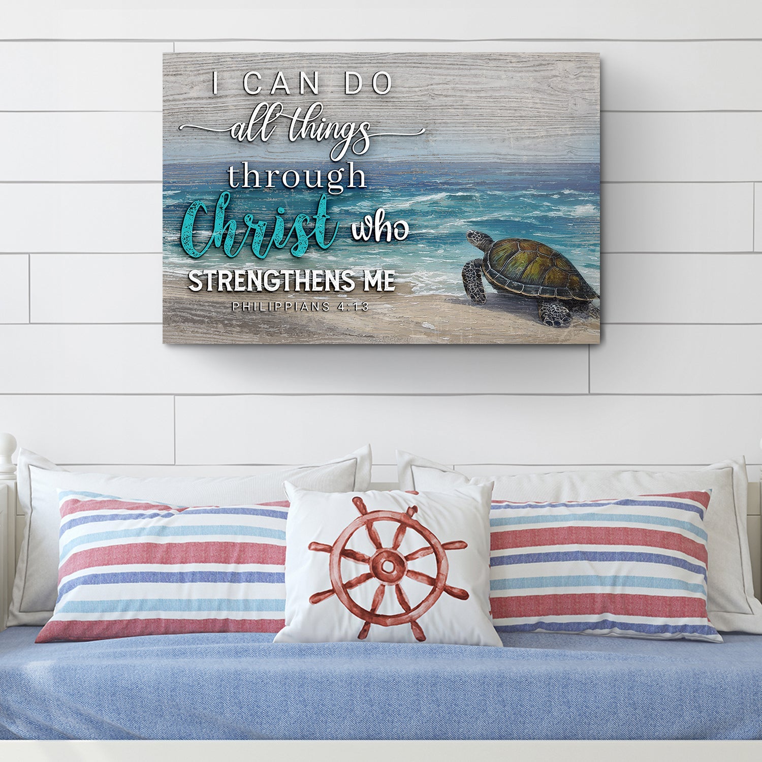 I Can Do All Things Through Christ faith canvas art with devotional scripture typography