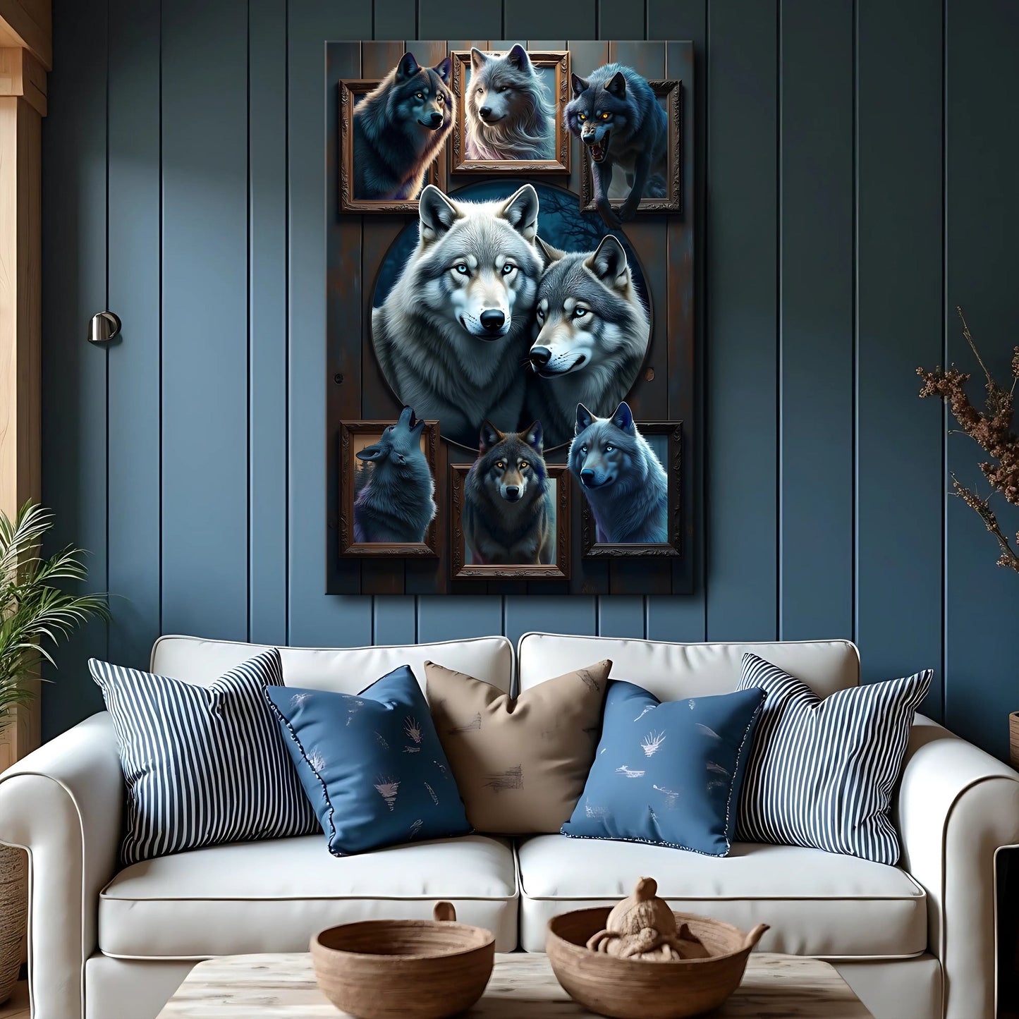 3D Wolf Collage Wall Art Print