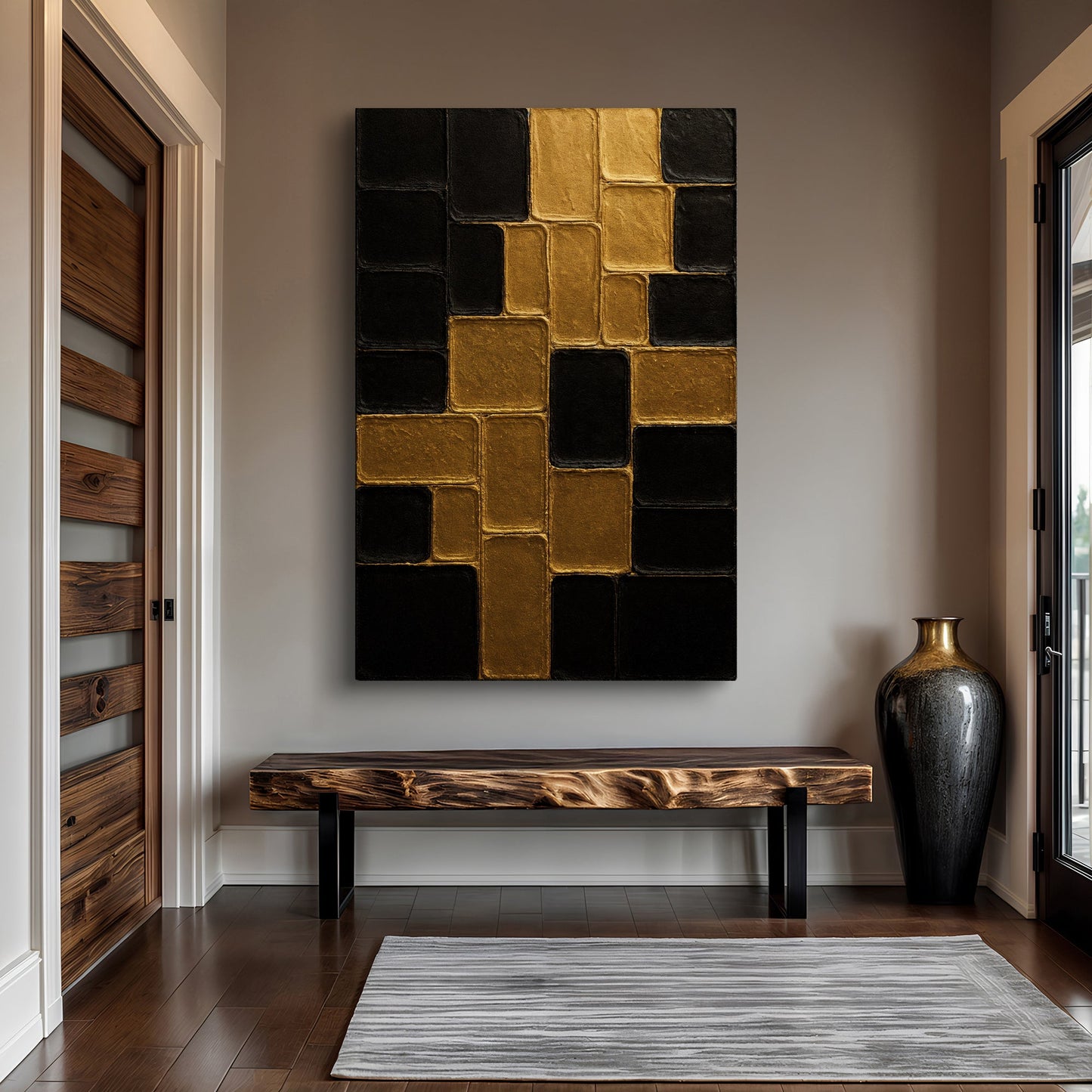 Contemporary Black and Gold Canvas Wall Art II