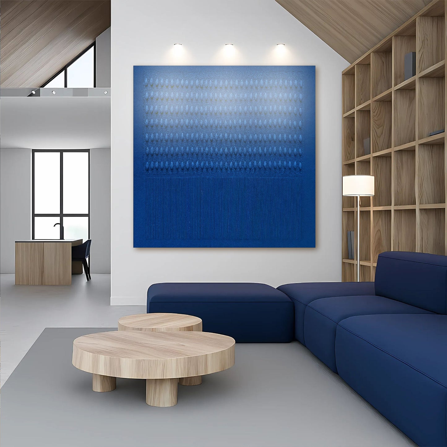 Minimalist Blue Gradient Abstract Canvas Wall Art