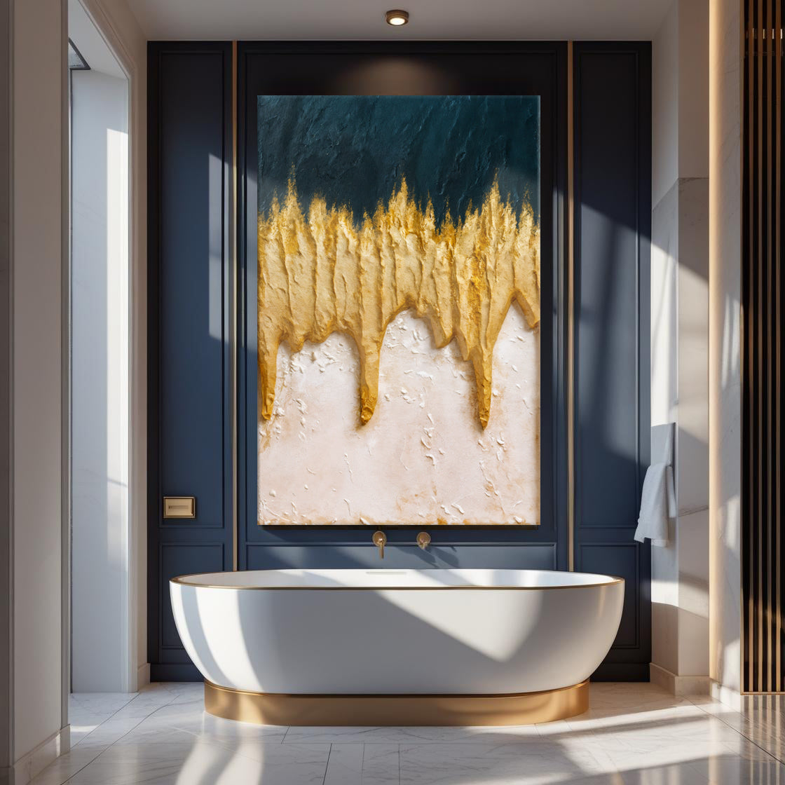 Abstract Blue And Gold Canvas Wall Art