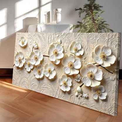 White Blossom Serenade Floral Canvas Wall Art