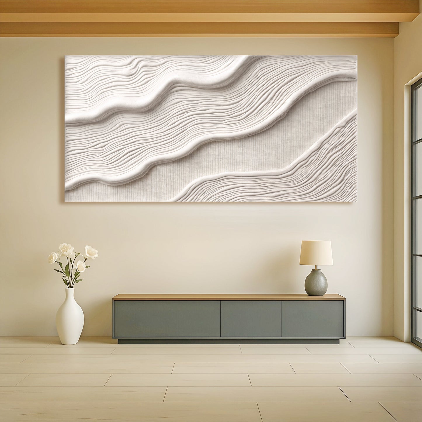 Ivory Abstract Canvas Wall Art Horizontal