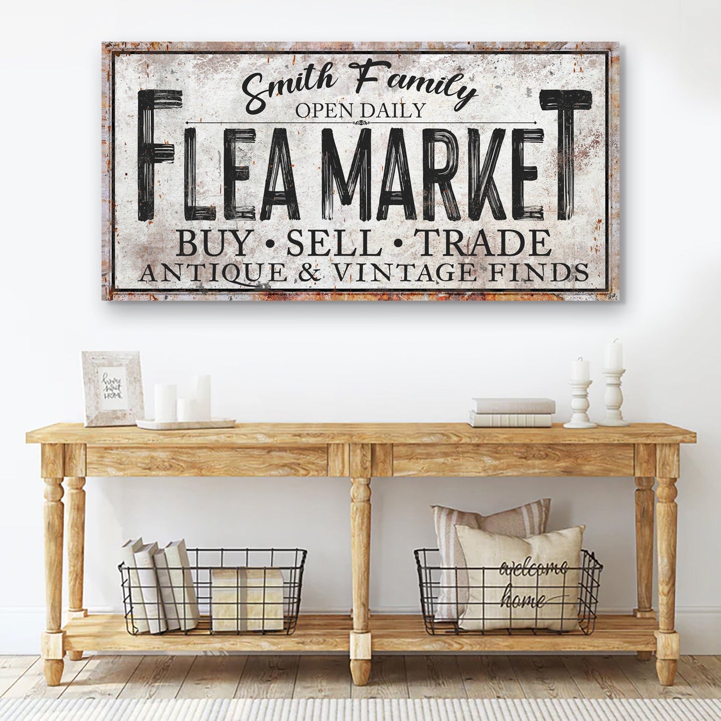 Family Flea Market Vintage Canvas Wall Art Sign