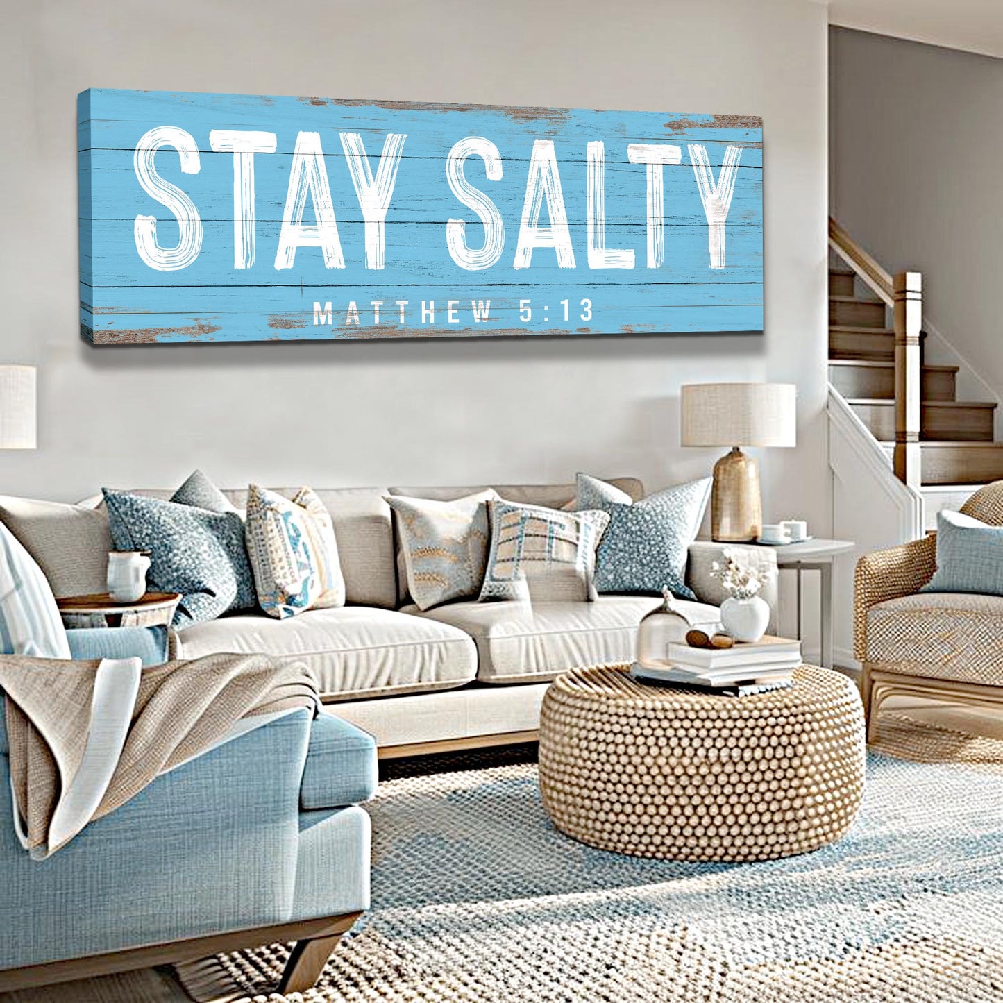 Stay Salty Coastal Ocean Canvas Wall Art