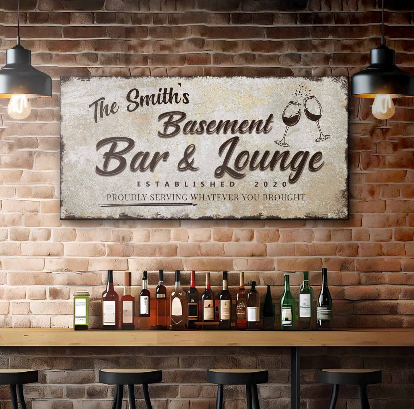 Basement Bar And Lounge Canvas Sign II