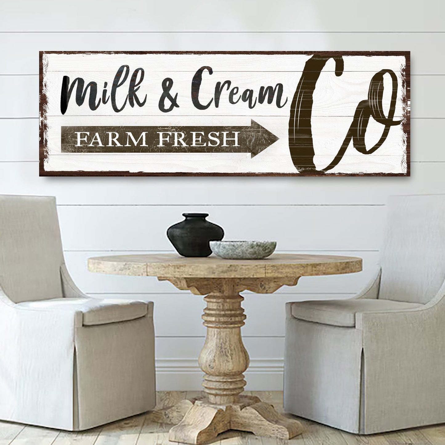 Farm Fresh Milk and Cream Co Canvas Wall Art Sign