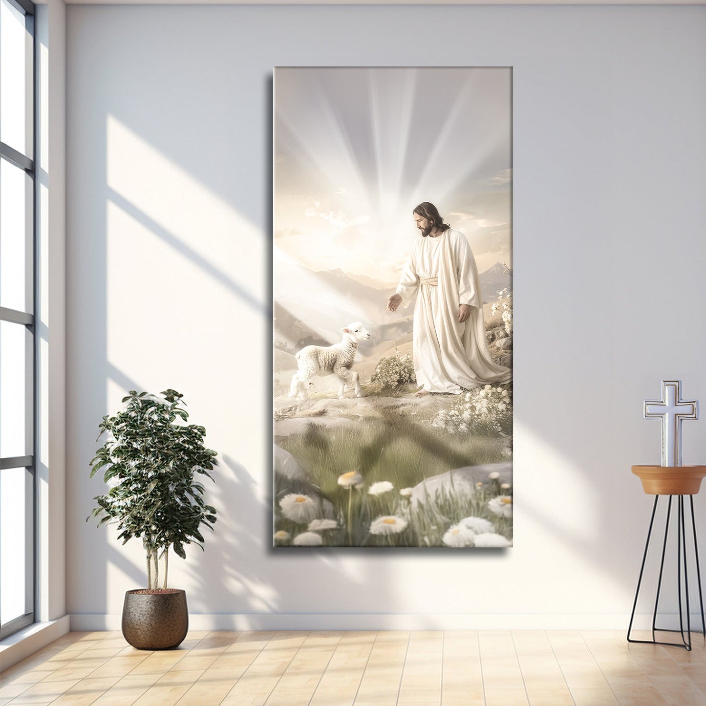 Jesus Shepherd Wolves Canvas Wall Art Faith Protection