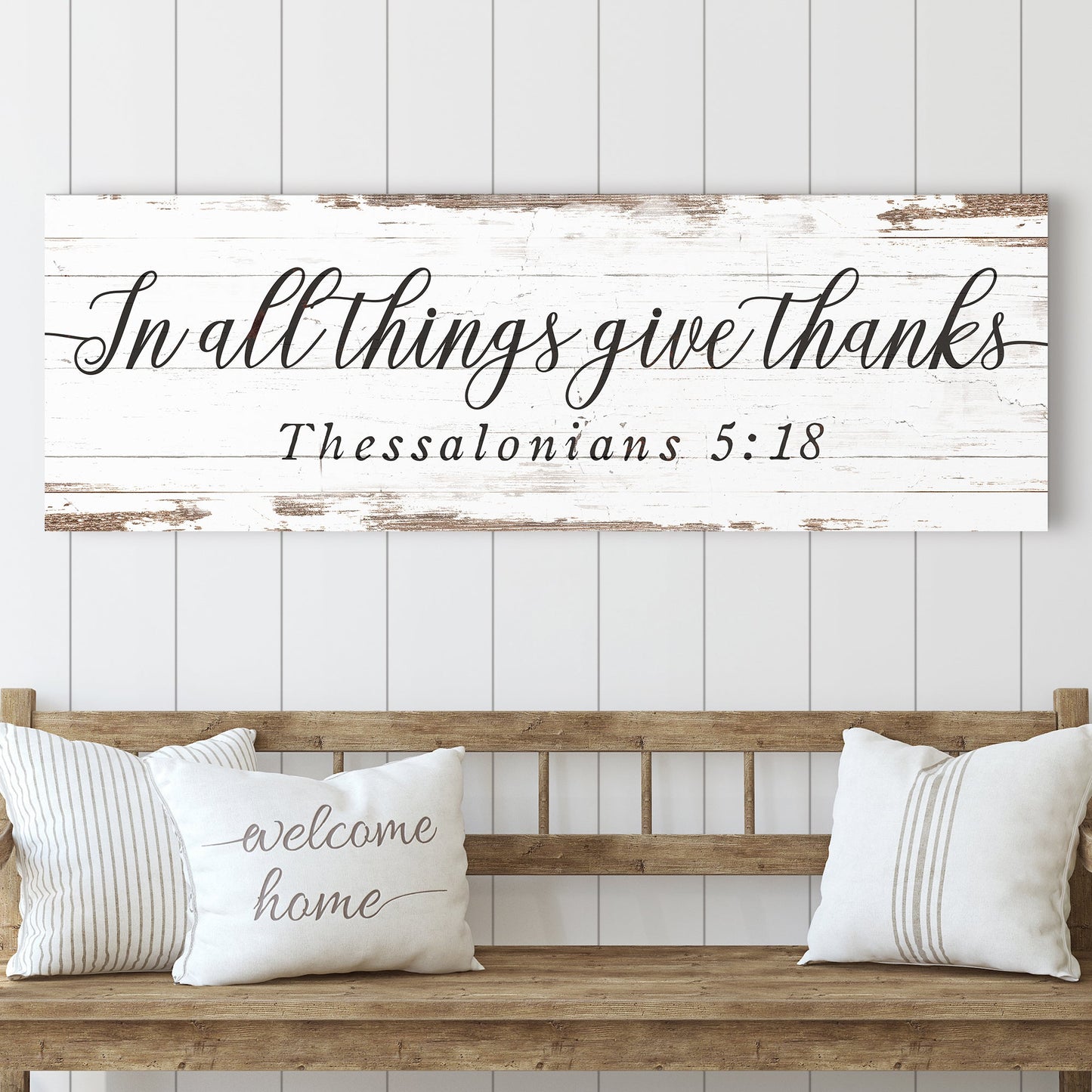 Give Thanks 1 Thessalonians 5:18 Faith Canvas Sign