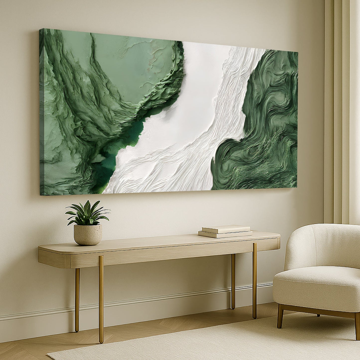 Green Rivers Abstract Canvas Wall Art V