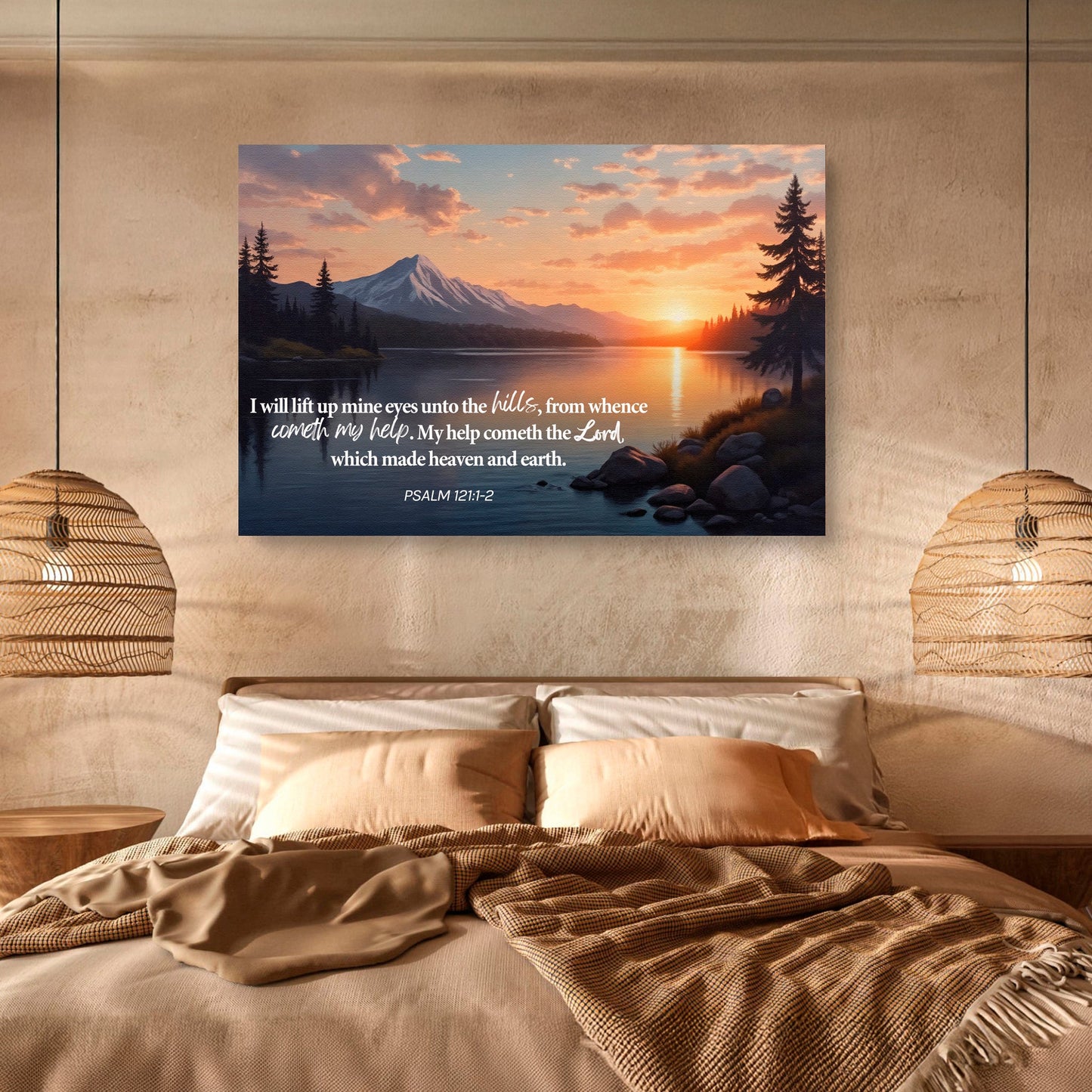 Psalm 121:1-2 A Song of Ascents Faith Canvas Wall Art