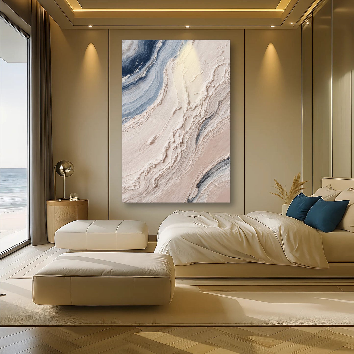 Minimalist Waves Abstract Canvas Wall Art