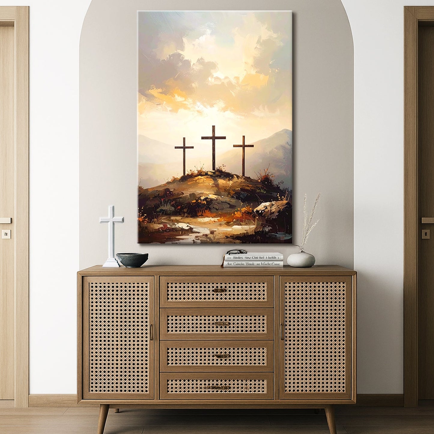 Three Crosses on Calvary Faith Canvas Wall Art