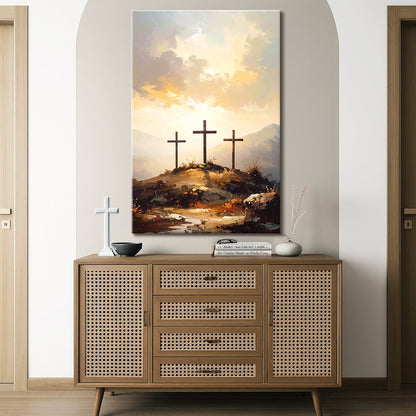 Three Crosses on Calvary Faith Canvas Wall Art
