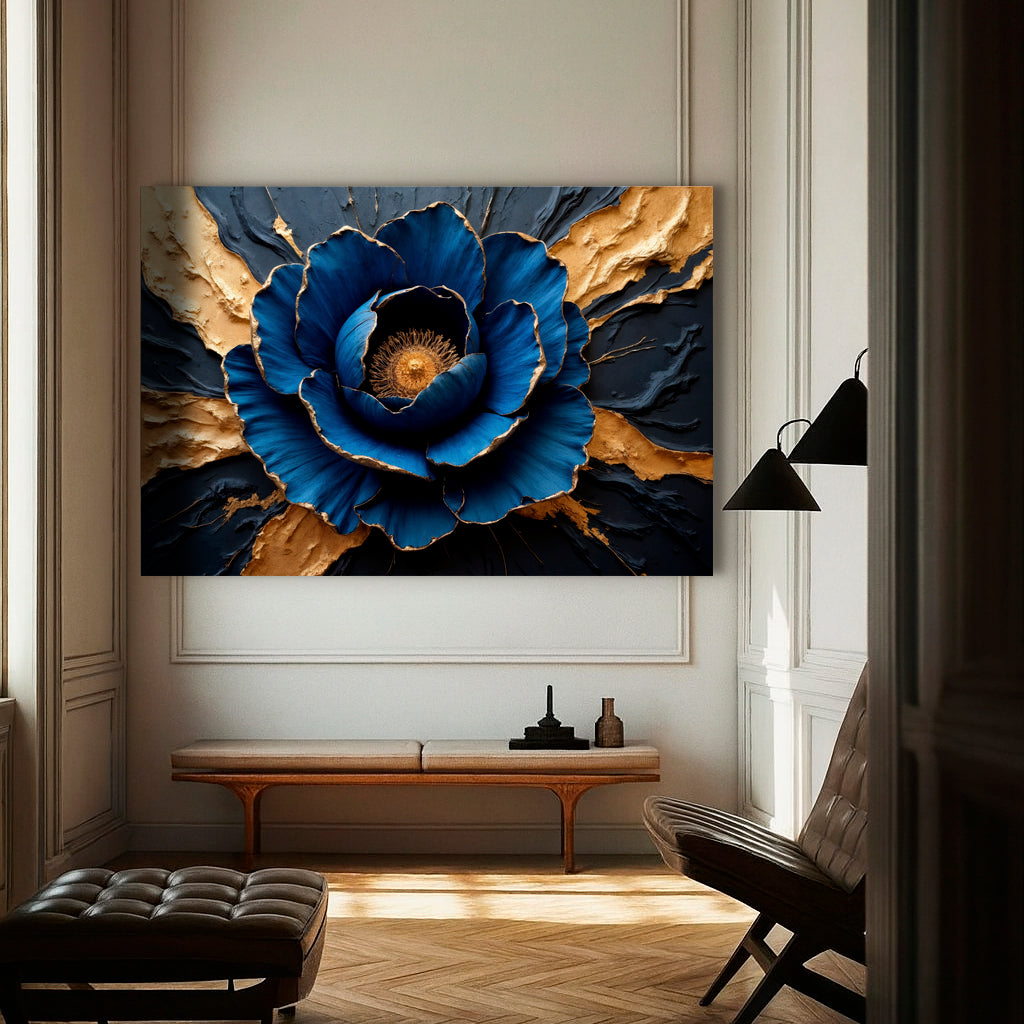 Sapphire Bloom Floral Canvas Wall Art