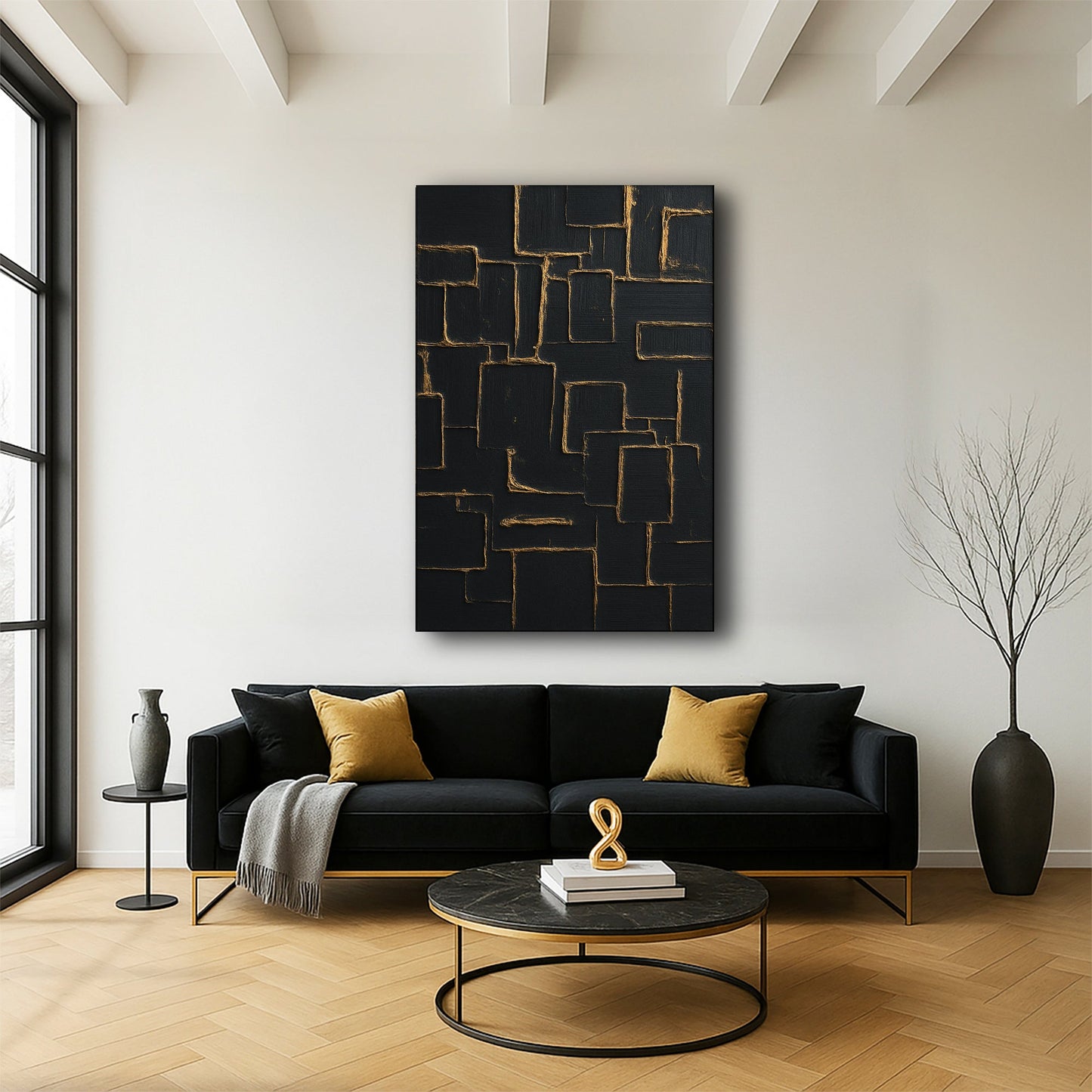 Contemporary Black and Gold Canvas Wall Art