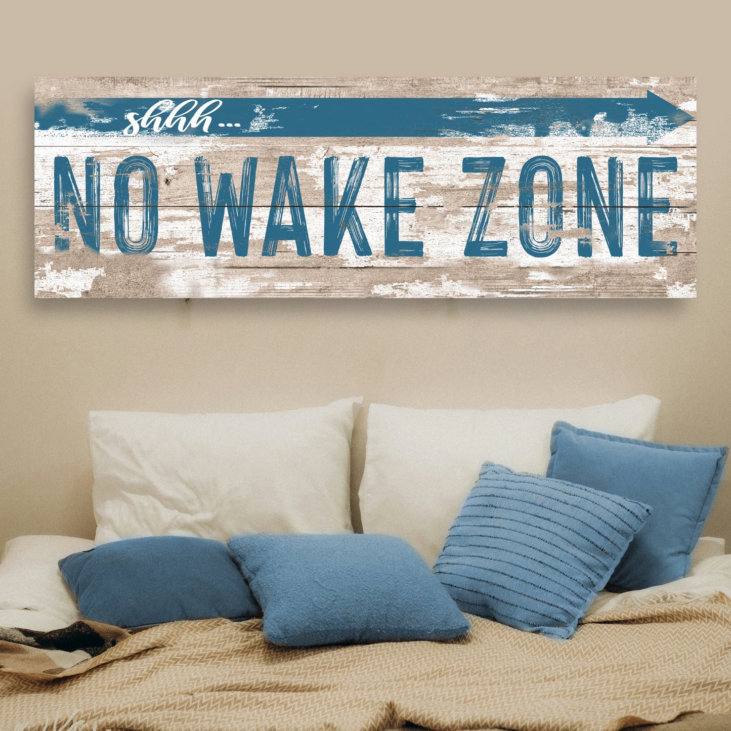 No Wake Zone Lake House Canvas Sign