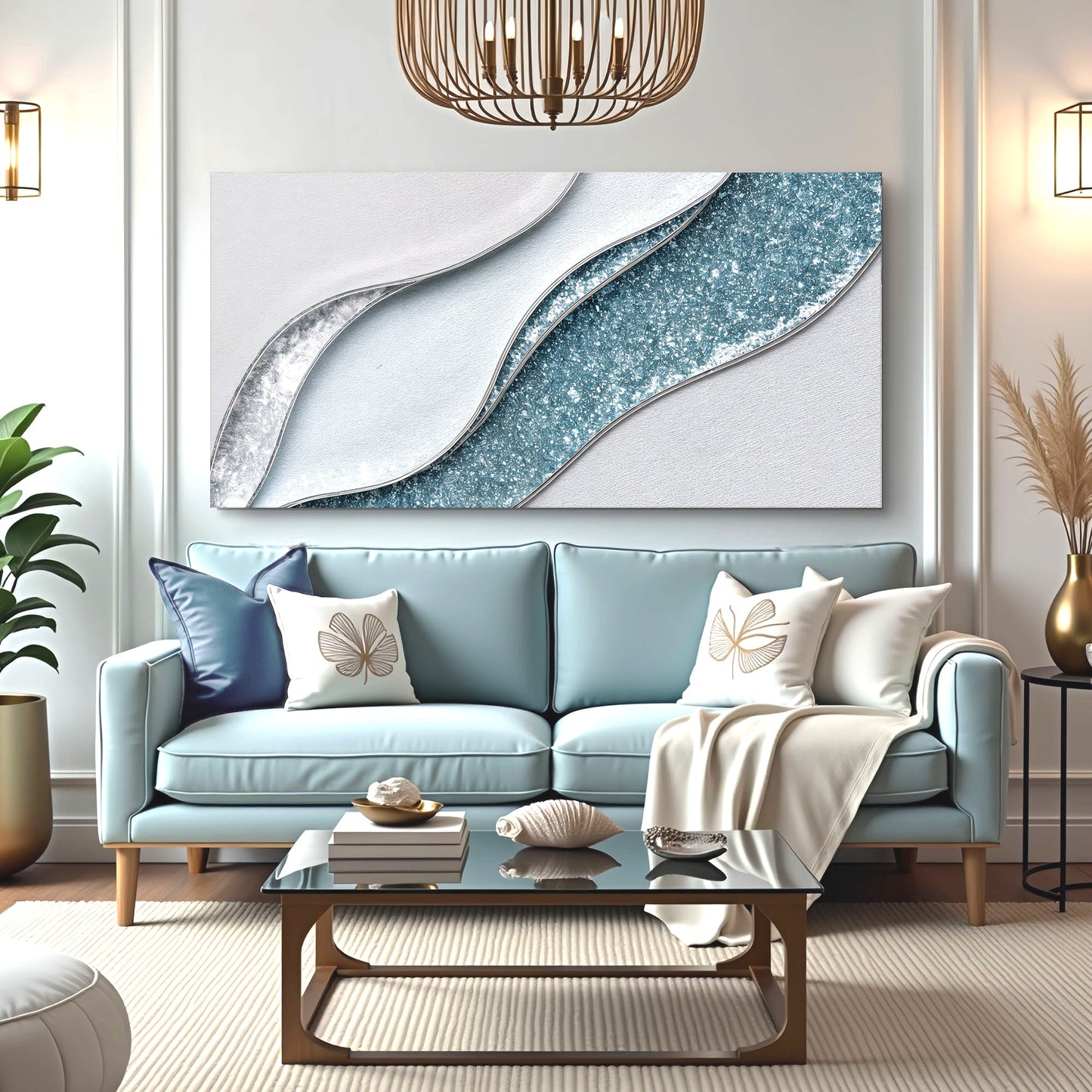 Lighter Waves Abstract Canvas Wall Art
