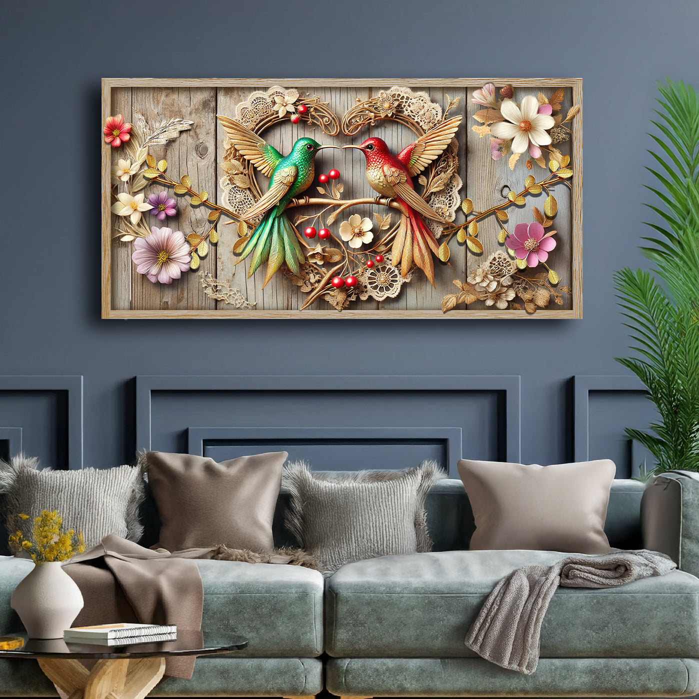 3D Hummingbirds Canvas Wall Art VII