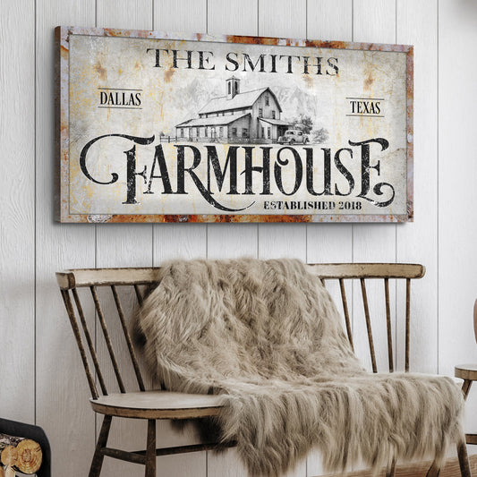 Rustic vintage farmhouse canvas wall art with weathered country design on gallery-wrapped canvas