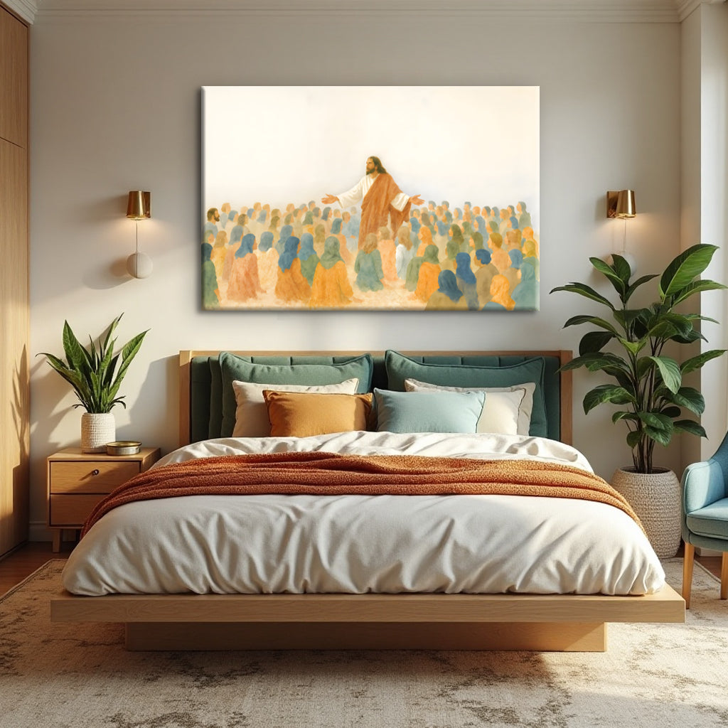 Jesus Speaking to Crowd Faith Canvas Wall Art