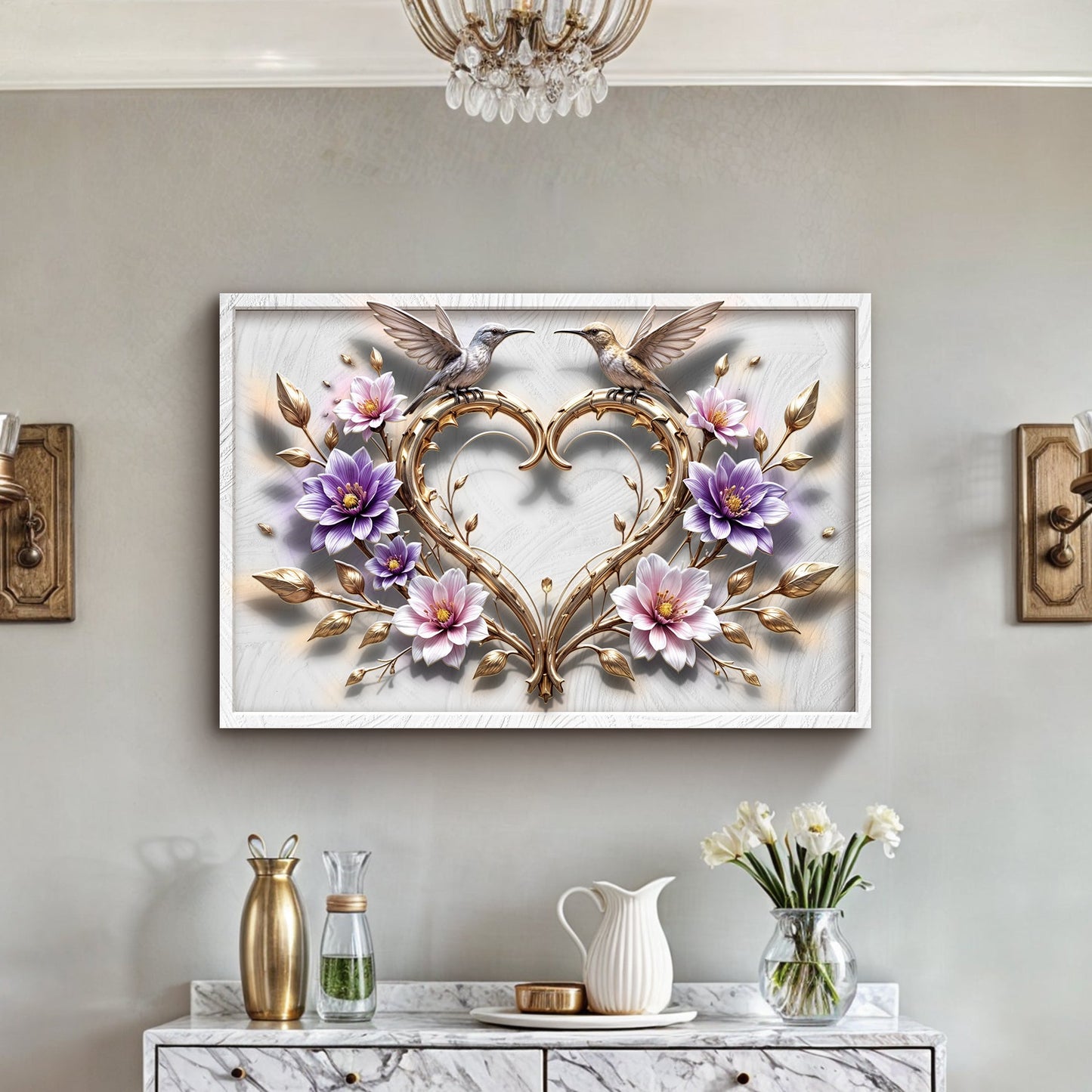 3D Hummingbirds Canvas Wall Art V