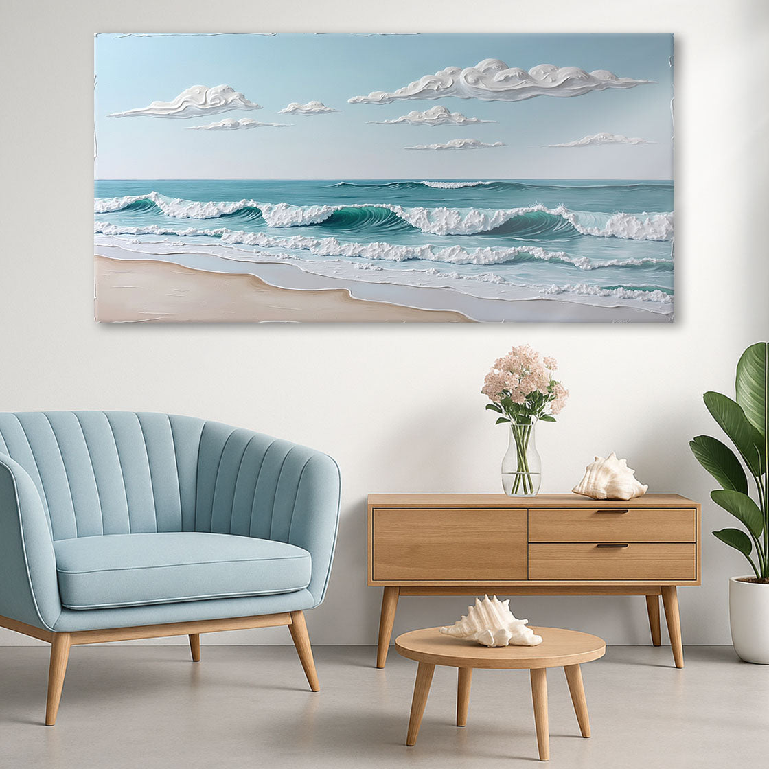 Serene Ocean Wave Canvas Coastal Wall Art