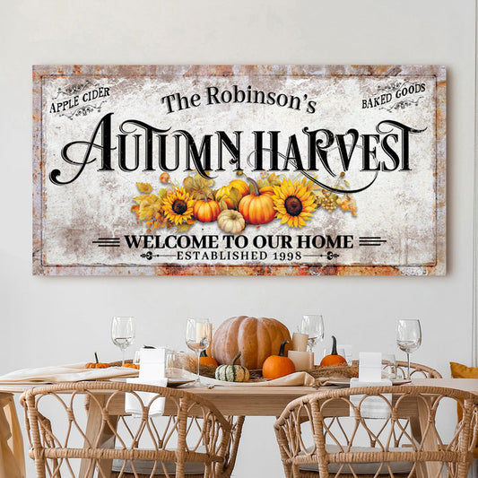 Family autumn harvest Thanksgiving canvas sign II, vintage fall typography wall art
