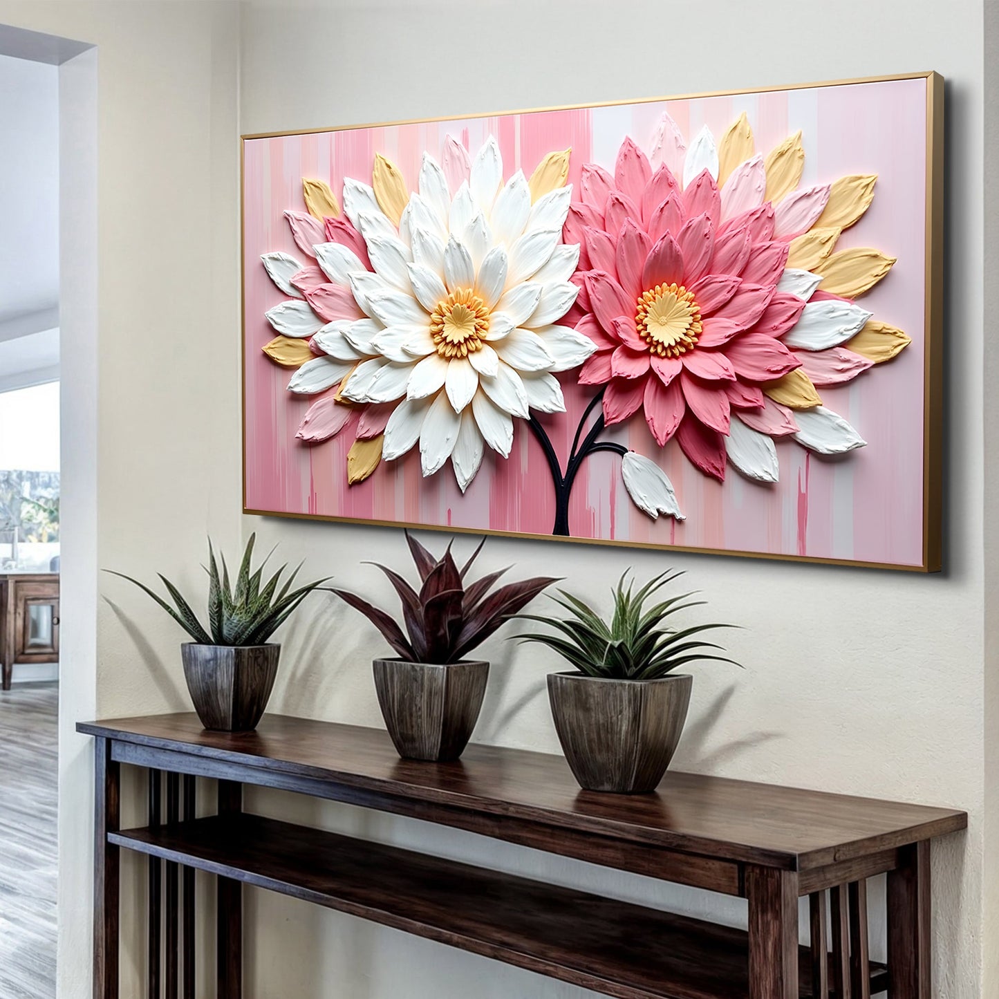 Blushing Blooms Pink Floral Canvas Wall Art