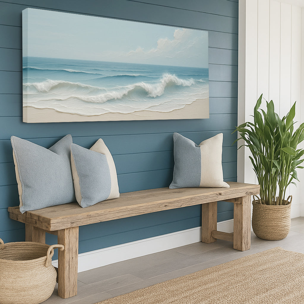 Serene Ocean Wave Coastal Wall Art Canvas